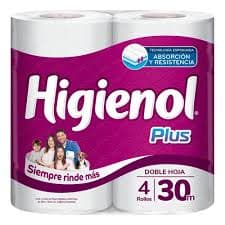 Papel Higiénico Higienol Plus Doble Hoja 4 Rollos x 30m